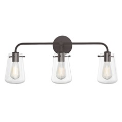 Bastian 26-Inch Bathroom Wall Light in Bronze with Clear Glass