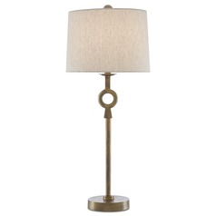 Currey and Company Germaine Antique Brass Table Lamp with Drum Shade