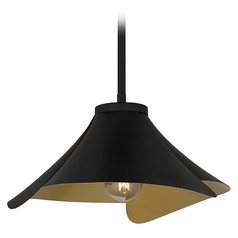Quoizel Lighting Wisp Matte Black & Gold Pendant Light with Bell Shade