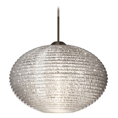 Besa Lighting Pape Ribbed Glass Bronze Pendant Light