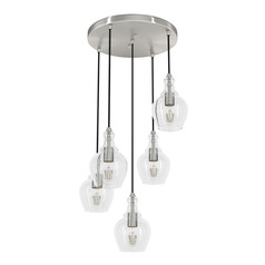 Hunter Fan Company Maple Park Brushed Nickel Multi-Light Pendant with Bowl / Dome Shade