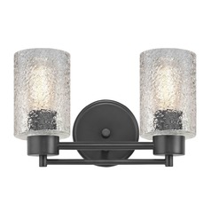Industrial Ice Glass Bathroom Light Black 2 Lt