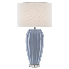 Currey and Company Bluestar Light Blue / Clear Table Lamp with Drum Shade