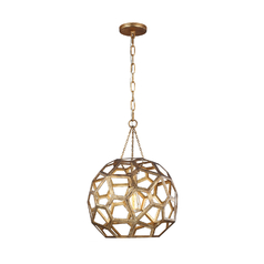 Alexa Hampton Feccetta 15-Inch Laser Cut Antique Gild Pendant by Visual Comfort Studio