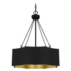 Quoizel Lighting Zyler Matte Black & Gold Pendant Light with Octagon Shade