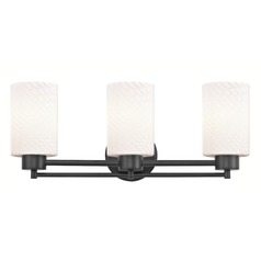 Modern Bathroom Light White Glass Black 3 Lt