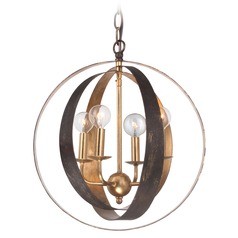 Mid-Century Modern Pendant Light Bronze / Gold Luna by Crystorama Lighting