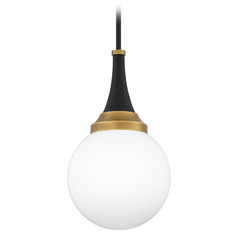 Quoizel Lighting Arlo Matte Black & Lustrous Brass Mini-Pendant Light with Globe Shade