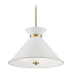Lamar White & Warm Brass Pendant by Savoy House