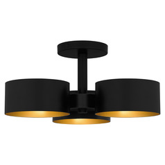 Quoizel Lighting Nala Matte Black & Gold Semi-Flushmount Light