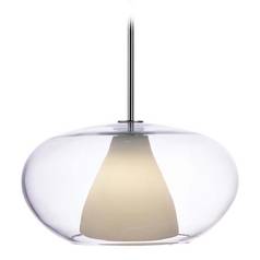 Soft Pendant with White Glass in Chrome by George Kovacs