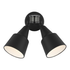 Black LED Outdoor Double Flood Light with Motion Sensor by Generation Lighting
