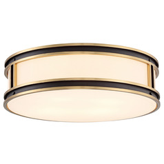 Alberti 18.50-Inch Flush Mount in Black & Warm Brass by Savoy House