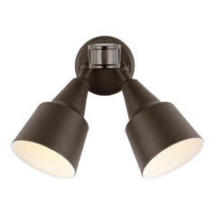 Antique Bronze LED Outdoor Double Flood Light with Motion Sensor by Generation Lighting