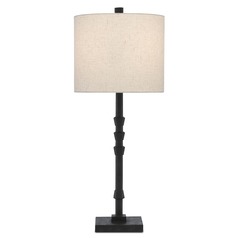 Currey and Company Lohn Mole Black Table Lamp with Drum Shade