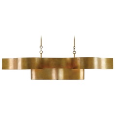 Grand Lotus Linear Chandelier in Antique Gold by Currey & Company