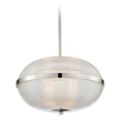 Portland 16-Inch LED Pendant in Polished Nickel by Kalco Lighting
