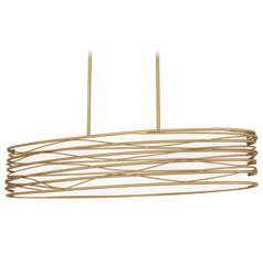 Quoizel Lighting Spiral Light Gold Island Light with Oval Shade