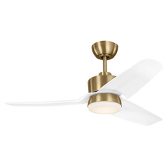 Colgin 44-Inch LED Fan in Satin Brass & White by VC Fan Collection