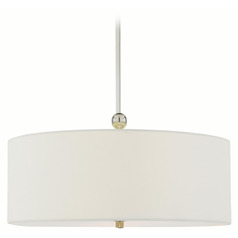Visual Comfort Signature Collection Reed Polished Nickel Pendant Light with Drum Shade