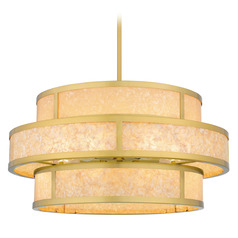 Quoizel Lighting Stoneland Brushed Gold Pendant Light with Drum Shade