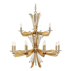 Vida 37.25-Inch High Chandelier in Burnished Gold with Crystal by Fredrick Ramond