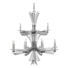 Vida 37.25-Inch Chandelier in Glacial Finish with Crystal by Fredrick Ramond