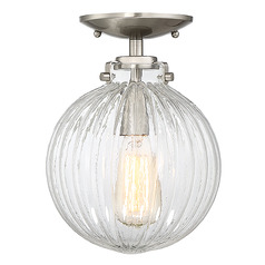 8-Inch Globe Semi-Flush Mount in Brushed Nickel by Meridian