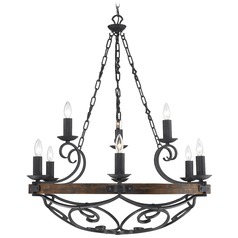 Madera 9-Light Chandelier in Black Iron Finish by Golden Lighting