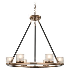 Library LED 6-Light Chandelier in Library Brass Finish by Kalco Lighting