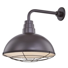 Bronze Gooseneck Barn Light with 16-Inch Caged Dome Shade