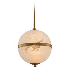 Canterbury 10-Inch LED Mini Pendant in Winter Brass & Alabaster by Kalco Lighting