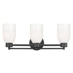 Modern Bathroom Light White Glass Black 3 Lt