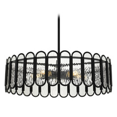 Quoizel Lighting Vera Matte Black Pendant Light with Scalloped Shade