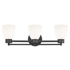 Modern Bathroom Light White Glass Black 3 Lt