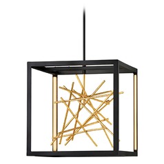 Styx 20-Inch LED Pendant in Black & Gilded Gold by Fredrick Ramond