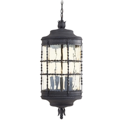 Outdoor Hanging Light with Clear Glass in Spanish Iron Finish