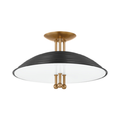 Larkin 16-Inch Semi-Flush in Patina Brass & Black by Troy Lighting