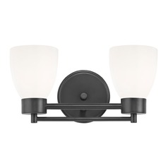 Modern Bathroom Light White Glass Black 2 Lt