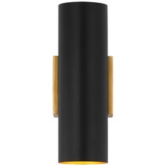 Aerin Nella Small Cylinder Sconce in Black & Brass by Visual Comfort Signature