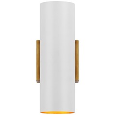 Aerin Nella Small Cylinder Sconce in White & Brass by Visual Comfort Signature