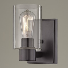 Vashon Wall Sconce in Neuvelle Bronze with Clear Cylinder Glass
