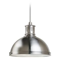 Pratt Street Metal Pendant in Brushed Nickel by Generation Lighting