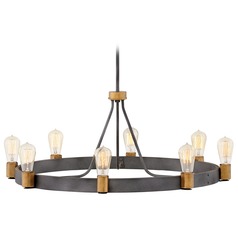 Silas 33-Inch Aged Zinc & Heritage Brass Chandelier by Hinkley Lighting