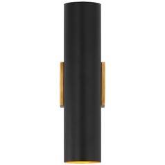 Aerin Nella Medium Cylinder Sconce in Black & Brass by Visual Comfort Signature