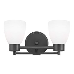 Modern Bathroom Light White Glass Black 2 Lt