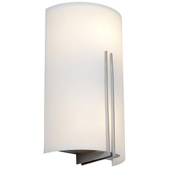 Modern Sconce Wall Light with White Glass in Brushed Steel by Access Lighting