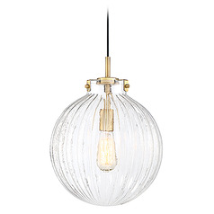 1-Light Pendant in Natural Brass by Meridian