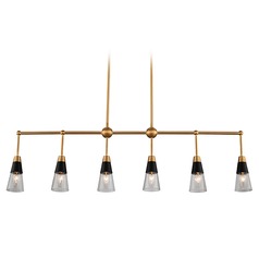 Ponti 41-Inch 6-Light Linear Chandelier in Matte Black & New Brass by Kalco Lighting