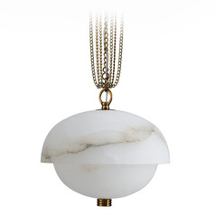 Kalco Lighting Volterra Winter Brass LED Mini-Pendant Light with Oblong Shade